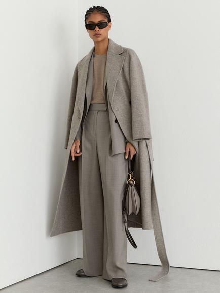 Reiss Darcy Petite Wide Leg Pleated Trousers, Light Grey, Light Grey