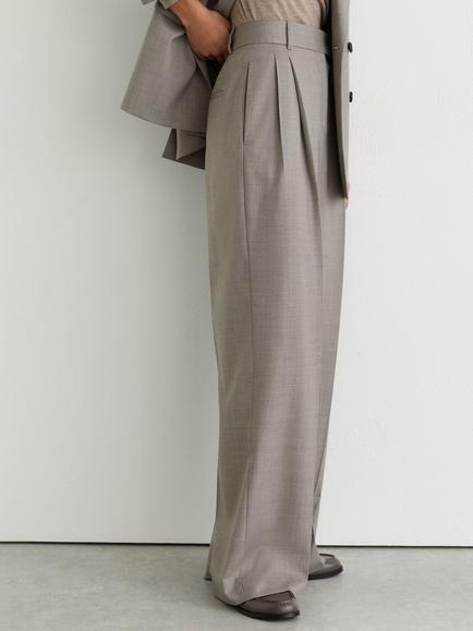 Reiss Darcy Petite Wide Leg Pleated Trousers, Light Grey - view 2, Light Grey