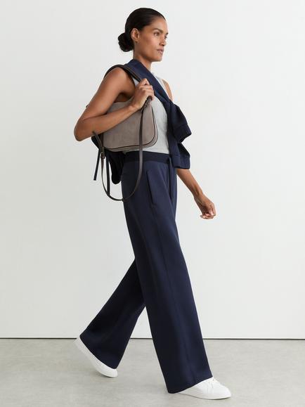 Reiss Laney Wide Leg Joggers, Navy - view 2, Navy