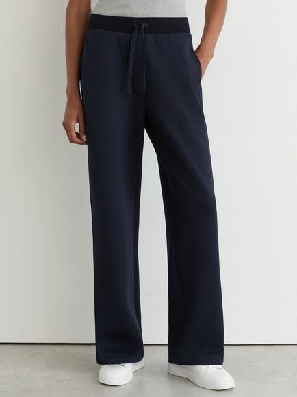 Reiss Laney Petite Premium Interlock Wide Leg Joggers, Navy, Navy