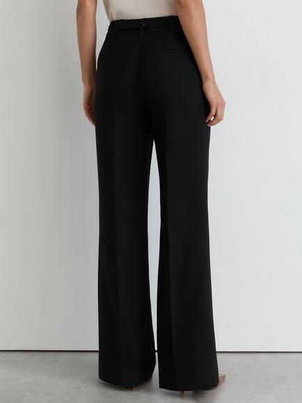 Reiss Petite Leona Flared Knot Hardware Belted Trousers, Black - view 2, Black