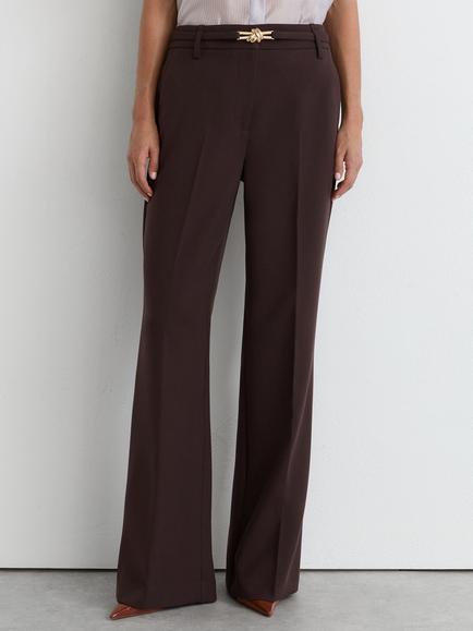 Reiss Leona Flared Knot Hardware Belted Trousers, Grape, Grape