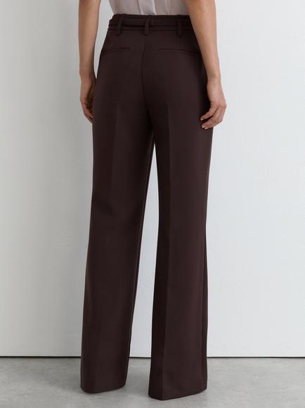 Reiss Leona Flared Knot Hardware Belted Trousers, Grape - view 2, Grape