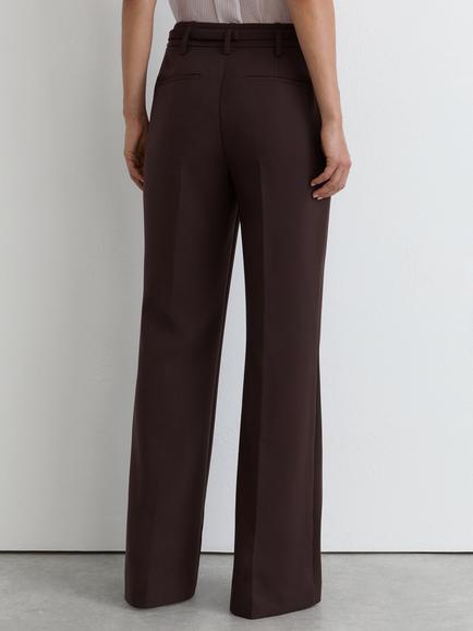 Reiss Petite Leona Flared Knot Hardware Belted Trousers, Grape - view 2, Grape