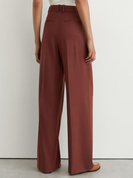 Reiss Petite Solene Wool Blend Wide Leg Suit Trousers - view 2, Brick Red