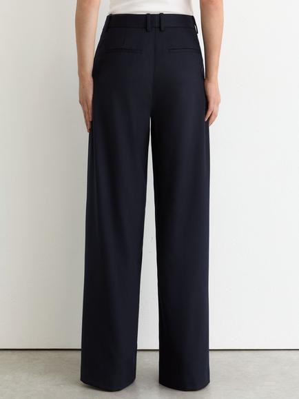 Reiss Solene Wool Blend Wide Leg Trousers, Navy - view 2, Navy