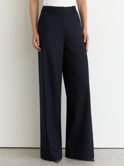 Reiss Petite Solene Wool Blend Wide Leg Suit Trousers, Navy