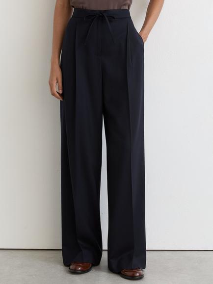 Reiss Petite Solene Wool Blend Wide Leg Suit Trousers, Navy, Navy