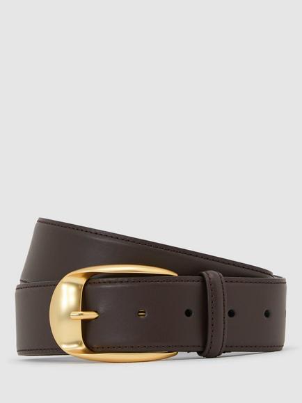 Reiss Sammy Leather Belt, Chocolate, Chocolate