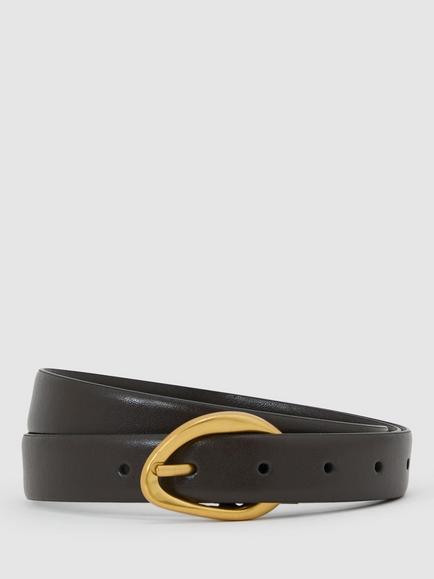 Reiss Sylvia Leather Belt, Chocolate, Chocolate