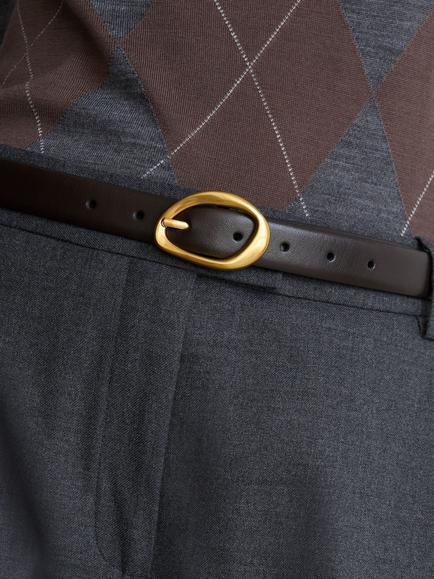 Reiss Sylvia Leather Belt, Chocolate - view 2, Chocolate
