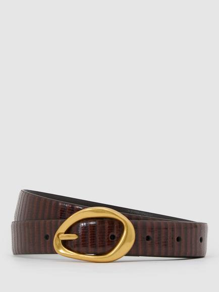 Reiss Sylvia Leather Belt, Dark Tan, Dark Tan