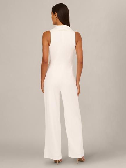 Adrianna Papell Pearl Crepe Jumpsuit - view 2, Ivory