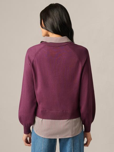 Adrianna Papell Henley Layered Jumper, Plum/Ivory - view 2, Plum/Ivory
