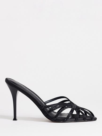 Topshop Azelia Stiletto Heel Embellished Strappy Court Shoes, Black Gem, Black Gem