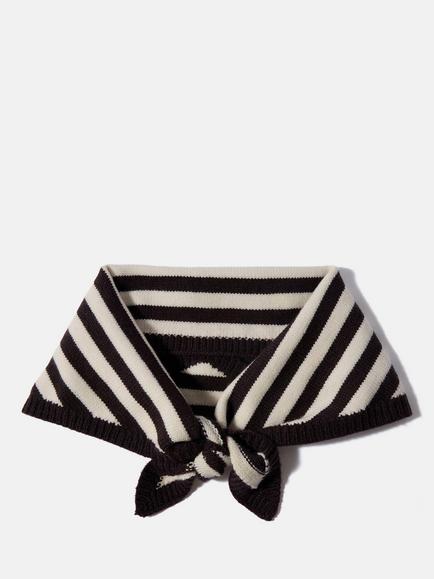 Mint Velvet Striped Knit Neck Scarf, Brown/Multi, Brown/Multi