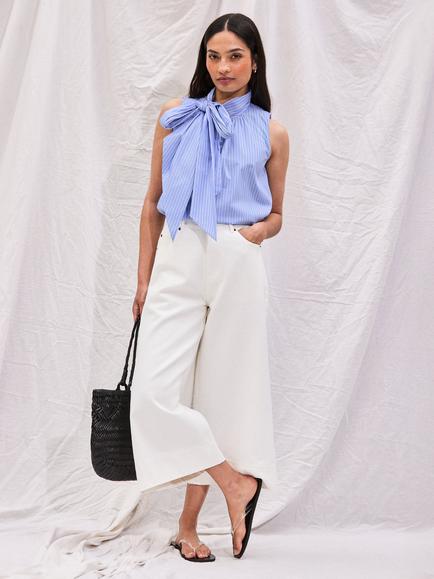 Ro&Zo Denim Culotte Jeans, White, White