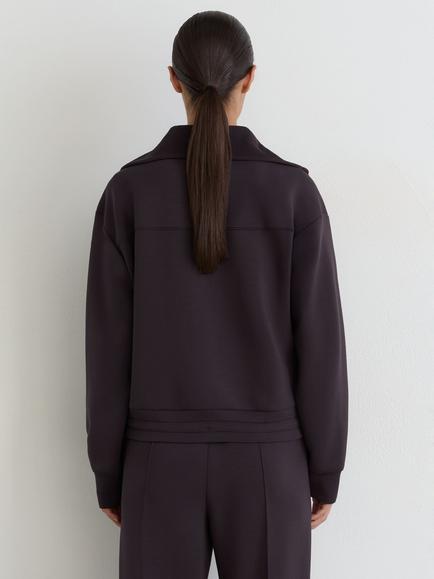 Reiss Laurrie Premium Interlock Zip Front Sweatshirt, Grape Burgundy - view 2, Grape Burgundy