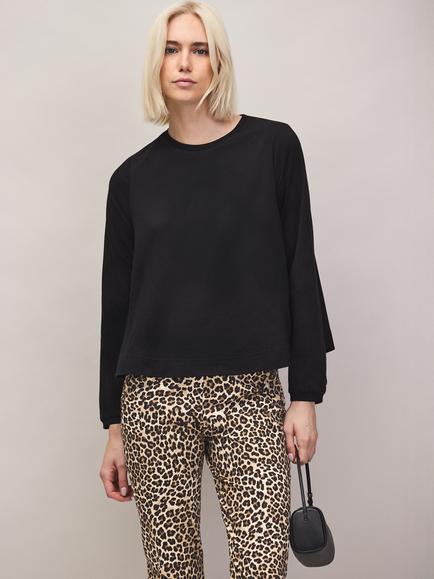 Ro&Zo Hi-Lo Hem Long Sleeve T-Shirt, Black, Black