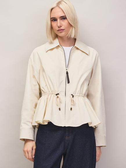 Ro&Zo Harrington Drawstring Waist Jacket, Cream, Cream