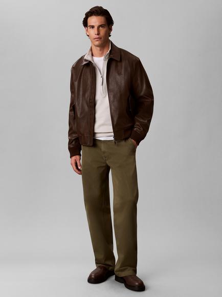 Calvin Klein Half Zip Cotton Blend Sweatshirt, Light Brown - view 2, Light Brown