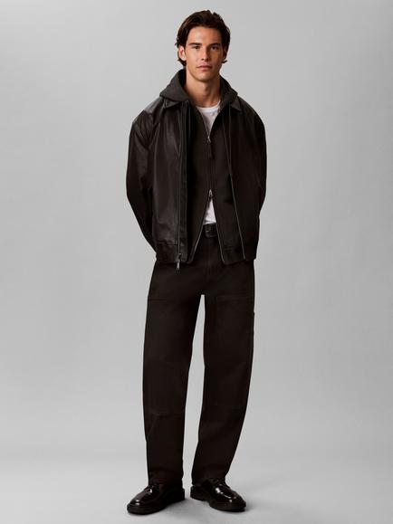 Calvin Klein Badge Zip Front Cotton Blend Hoodie, Black - view 2, Black