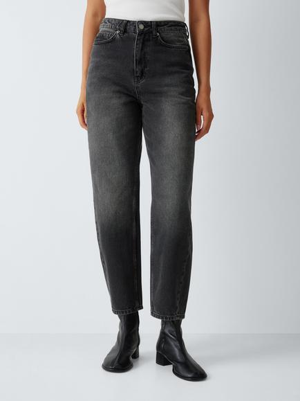 AND/OR Mid Rise Barrel Leg Jeans, Washed Black, Washed Black