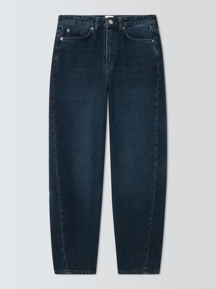 AND/OR Mid Rise Barrel Leg Jeans, Dark Blue, Dark Blue