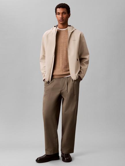 Calvin Klein Merino Wool Textured Check Jumper, Brown Mid - view 2, Brown Mid