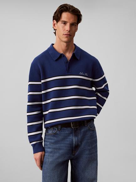 Calvin Klein Cotton Rich Jumper, Blue - view 2, Blue