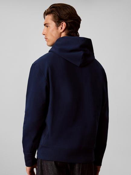 Calvin Klein Logo Cotton Blend Hoodie, Blue Navy - view 2, Blue Navy