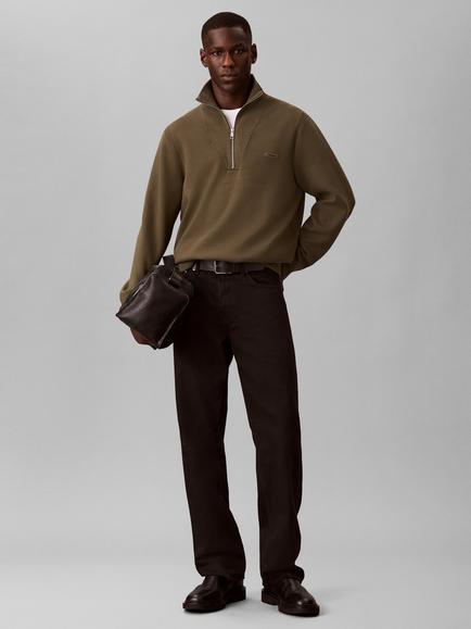 Calvin Klein Soft Knit Quarter Zip Jumper, Dark Green, Dark Green