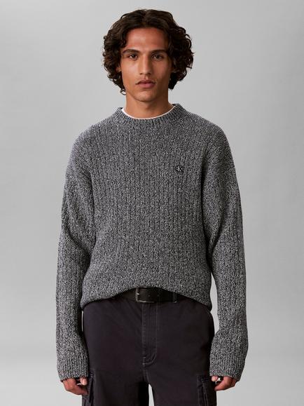 Calvin Klein Vertical Rib Cotton Jumper, Blue - view 2, Blue