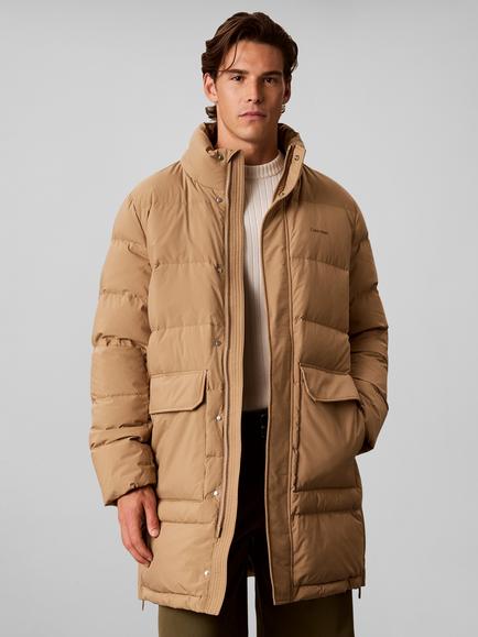 Calvin Klein Hooded Down Puffer Coat, Khaki Umber - view 2, Green