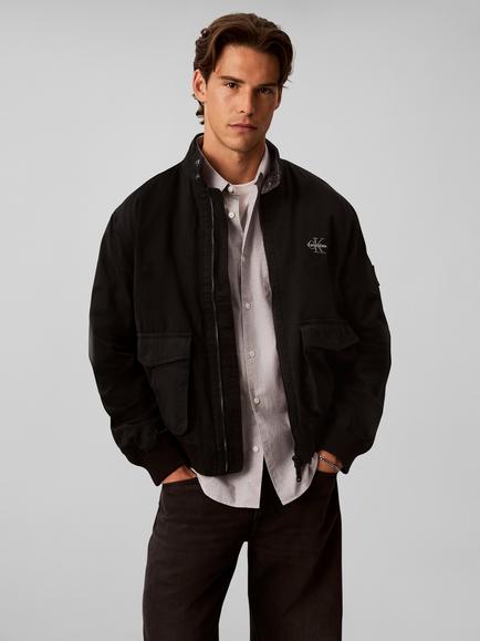 Calvin Klein Cotton Flannel Jacket, Black, Black
