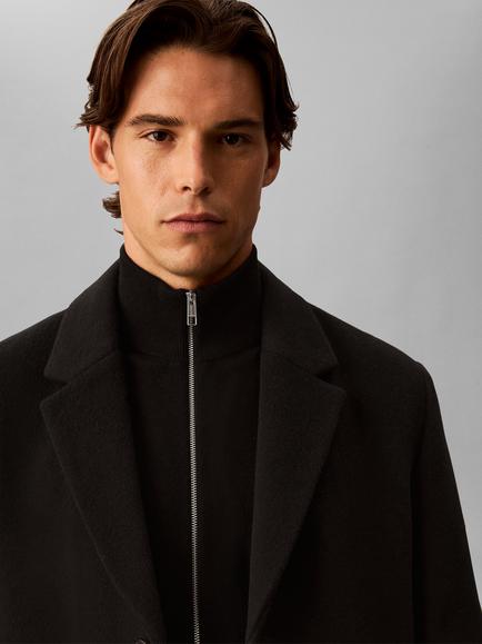 Calvin Klein Wool Blend Overcoat, Black - view 2, Black
