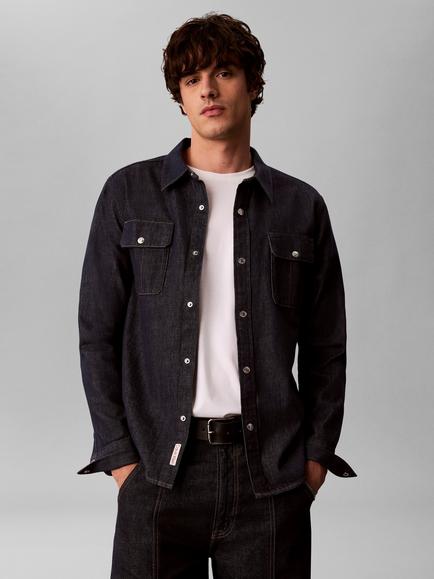 Calvin Klein Iconic Indigo Western Shirt, Dark Blue - view 2, Dark Blue