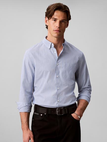 Calvin Klein Stretch Cotton Oxford Shirt, Blue Mid - view 2, Blue Mid