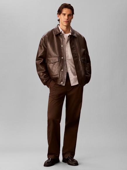 Calvin Klein Cotton 90s Straight Corduroy Chino Trousers, Brown Mid