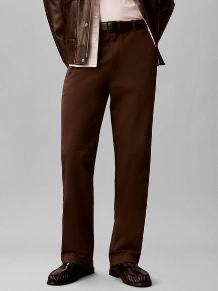 Calvin Klein Cotton 90s Straight Corduroy Chino Trousers - view 2, Brown Mid
