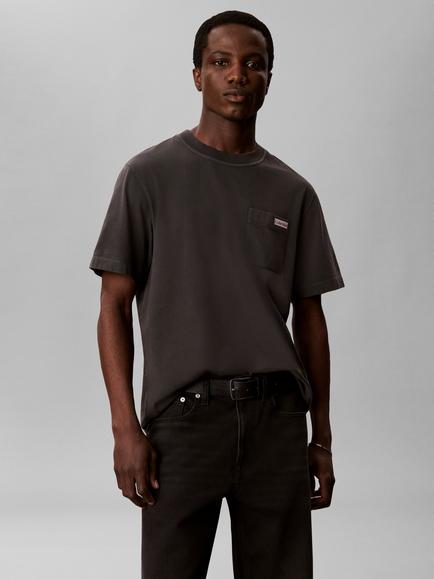 Calvin Klein Cotton Washed Pocket T-shirt, Grey Dark - view 2, Grey Dark