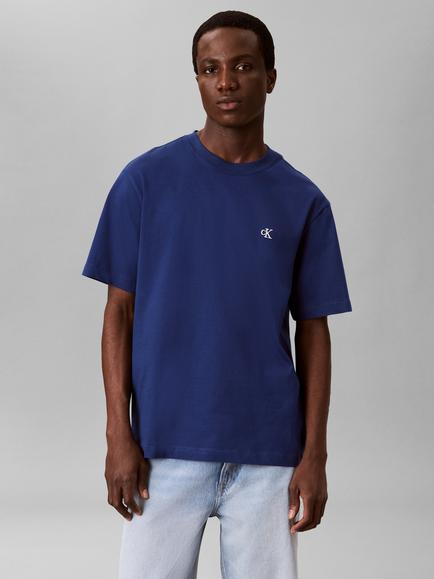 Calvin Klein Easy Monogram Cotton Crew Neck T-Shirt, Mid Blue