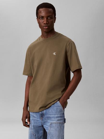 Calvin Klein Easy Monogram Cotton Crew Neck T-Shirt, Dark Green