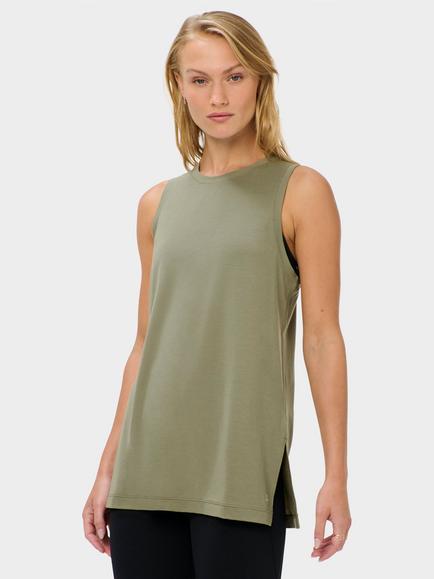 Sweaty Betty Soft Flow Studio Longline Tank Top, Bracken Green, Bracken Green