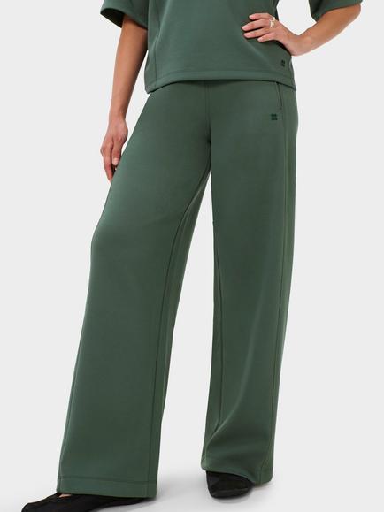 Sweaty Betty Pique Wide Leg Regular Trousers, Spruce Green, Spruce Green