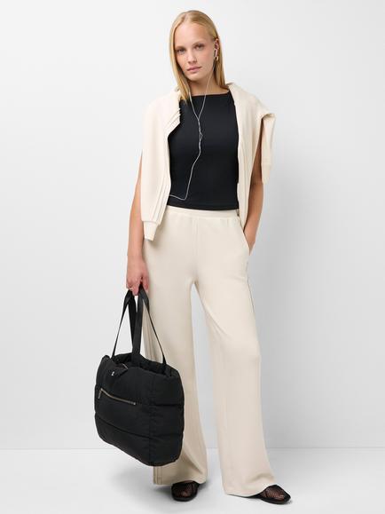 Sweaty Betty Wide Leg Pintuck Trousers, Ecru Beige - view 2, Ecru Beige