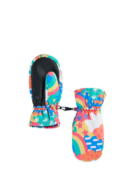 Frugi Kids' Snow & Ski Mittens, Fun Frenzy - view 2, Fun Frenzy