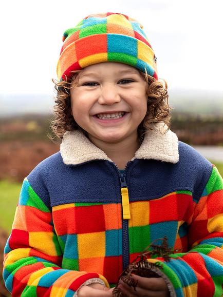 Frugi Kids' Drift Fleece Hat, Multi - view 2, Multi