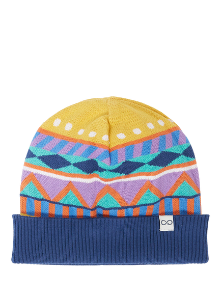 Frugi Kids' Voyager Reversible Hat, Star, Winterfairisle/Star