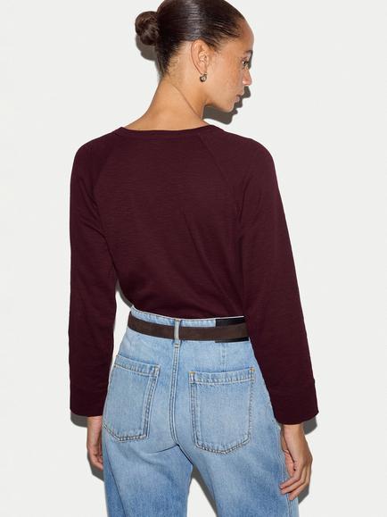 Jigsaw Cotton Luxe Raglan T-Shirt, Burgundy - view 2, Burgundy